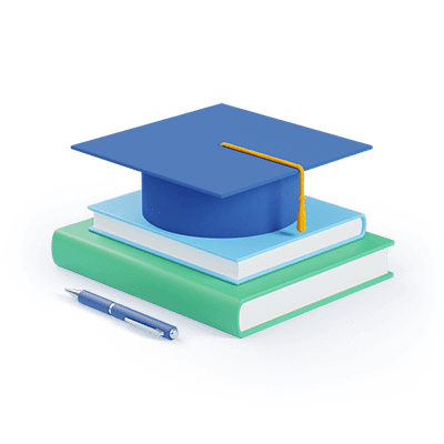 Pile of books and student's hat